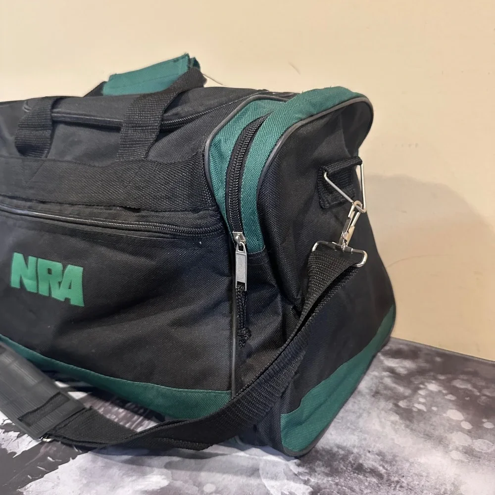 NRA Duffel Bag Black Green Canvas Range Travel Gear Bag with Shoulder Strap